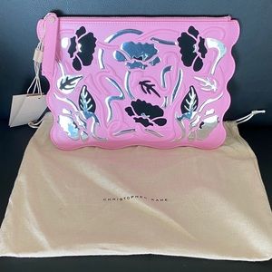 CHRISTOPHER KANE Pink Art Nouveau Embossed Clutch